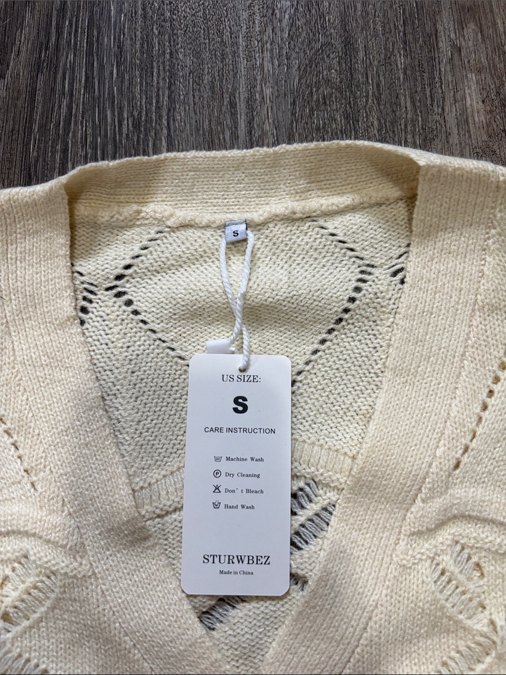 Cream Openwork Button-Front Cardigan - Picture 3 of 4